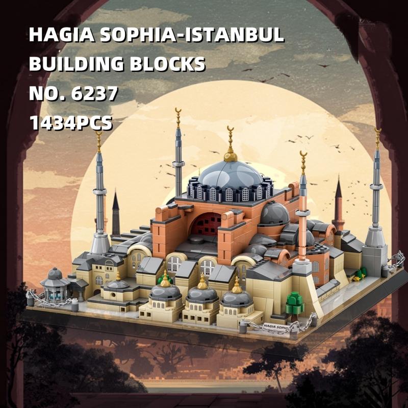 Giftfri 1434 stk Hagia Sophia-Istanbul Byggeklosser Stor Skala Verdensberømt Arkitekturmodell Samling av Små Klωσser For Gave