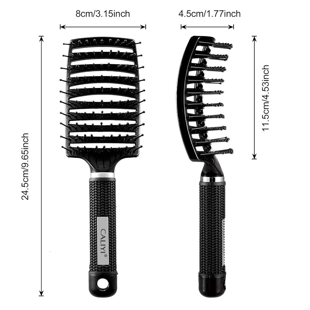 Brosse Peigne à Cheveux Professionnelle Courbée Ventilée pour un Séchage au Sèche-Cheveux Plus Rapide Brosse Démêlante à Palette pour Cheveux Mouillés Secs Bouclés Lisses