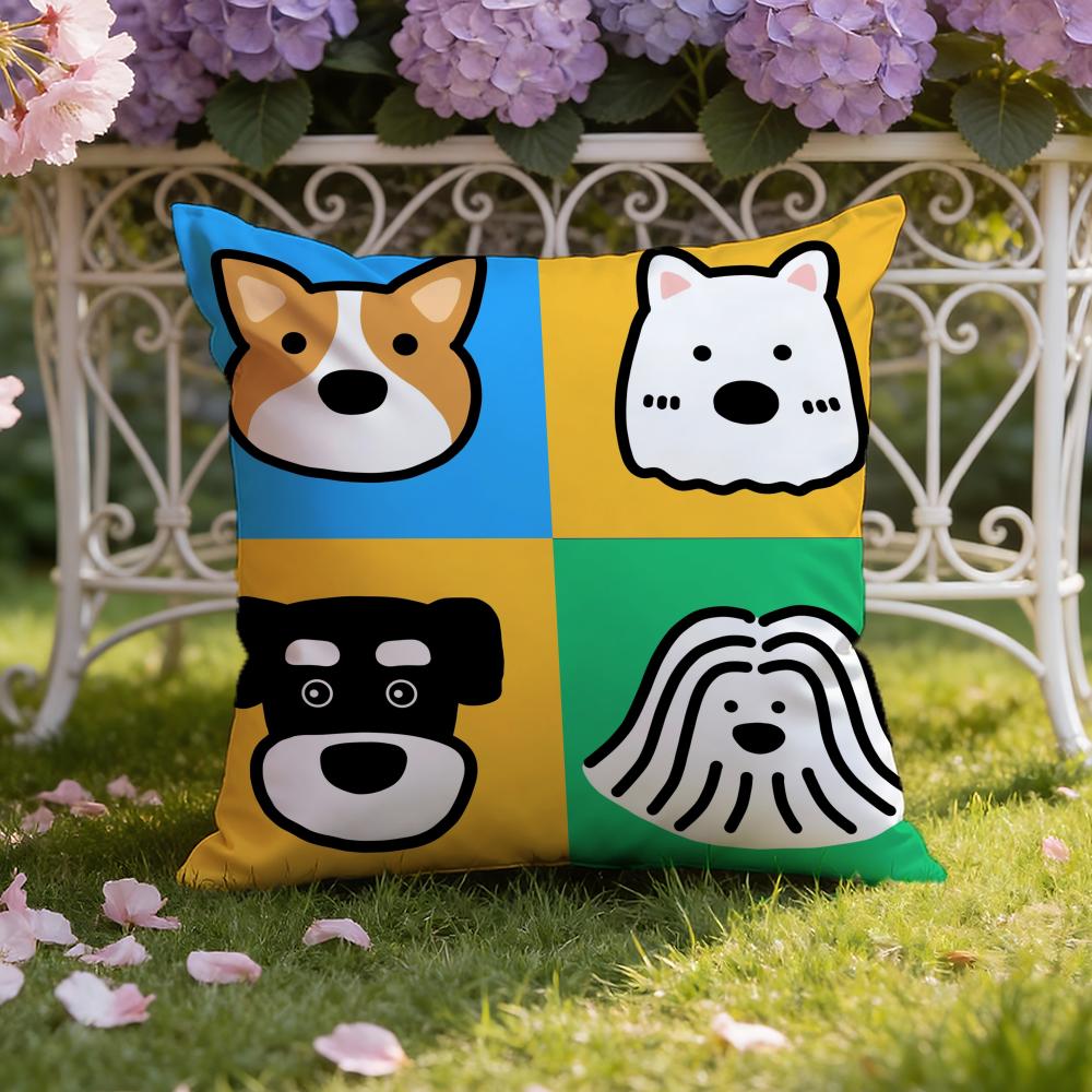 Cartoon Simple Cute Dog Cushion Cover Home & Car Dual-Scene Pillow Cover: Reversible for Premium Comfort