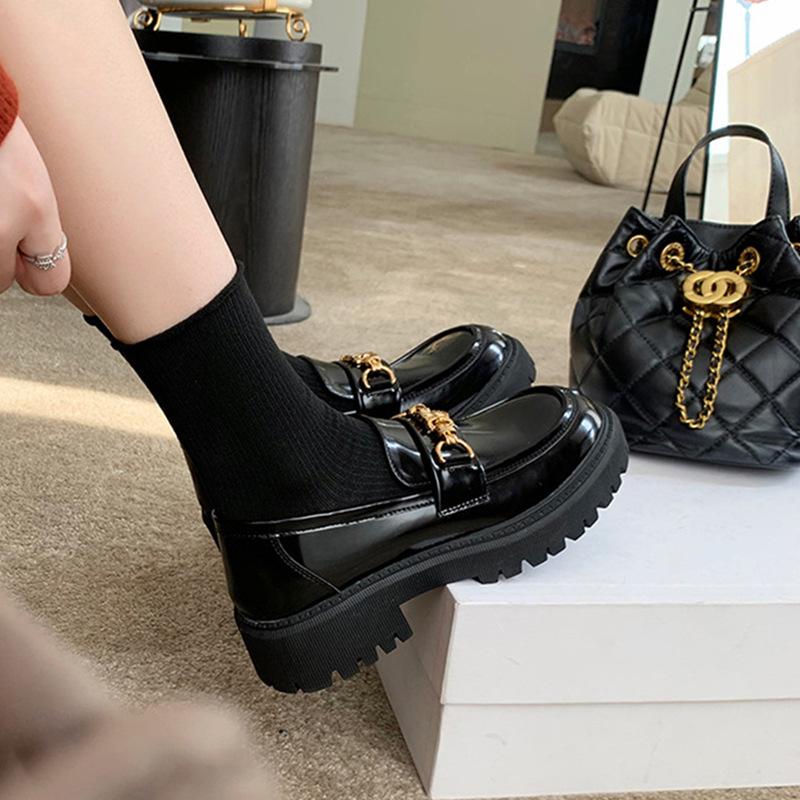 Spot second hair '! Grape mother same shoes British style thick heel thick sole velvet loafers women's small leather shoes single shoes autumn