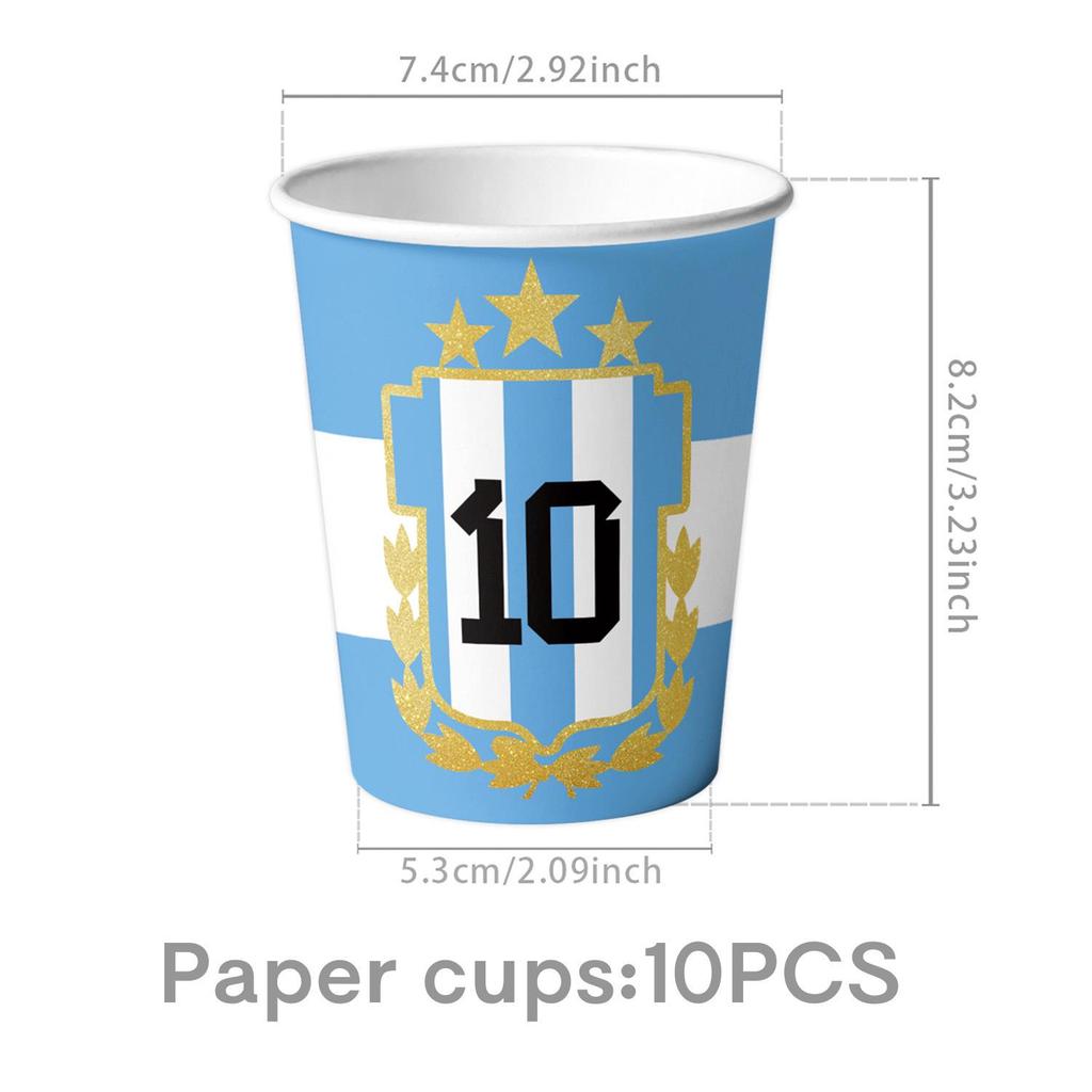 Pacchetto Festa Stella del Calcio Messi: Piatti, Tazze, Bandierine, Decorazioni per Torta