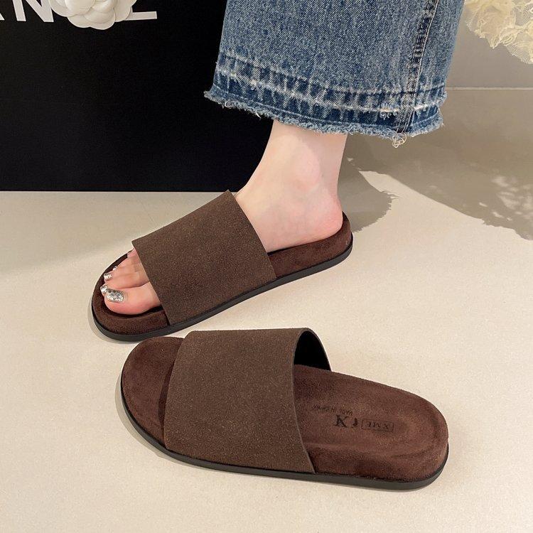 French Retro Flat-bottomed Casual One-word Slippers for Women's Summer Wear 2025 New Seaside Vacation Beach Cool Slippers