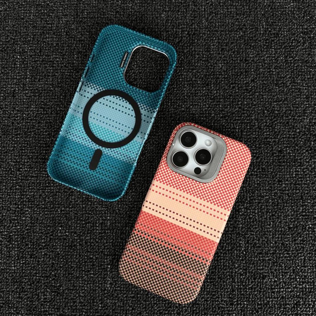 Sunset Moonrise Kevlar Magnetic iPhone 17 Pro Max Case with Creative Lens Stand