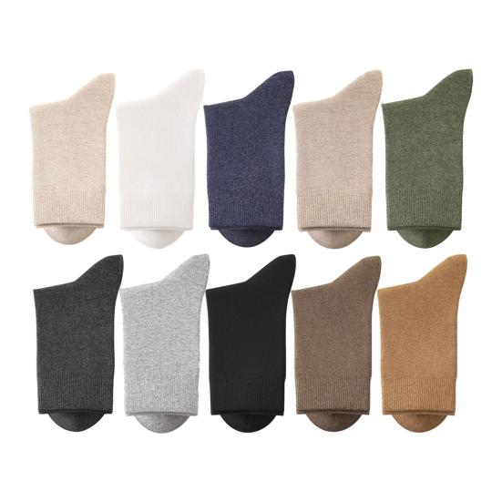 Winter Warm Dress Socks Men Crew Socks, Solid Color Casual Soft Non Binding Breathable Sweat Wicking Mid-calf for Autumn And Daily Wear Business