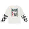 Vans Printed Checkerboard Splicing Round Neck Long Sleeve T-Shirt Men Tops White VN000GNWFS8