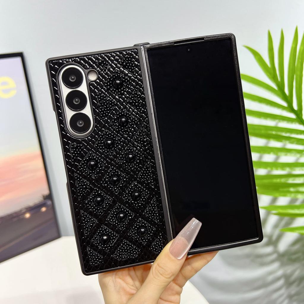 Shockproof Glitter Case For Samsung Galaxy Z Fold3 Fold4 Fold5 Fold6 Pearl Droplets & Diamond Grid & Military-Grade Drop Protection