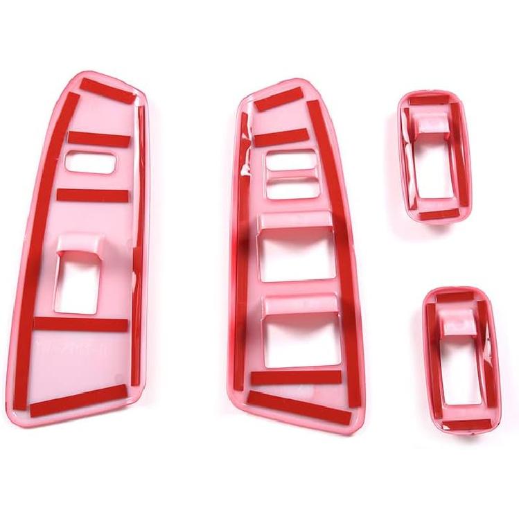ABS Car Look Interior Door armrest Window Switch Panel Cover Trim for Toyota Tacoma 2011 2012 2013 2014 2015 (red)