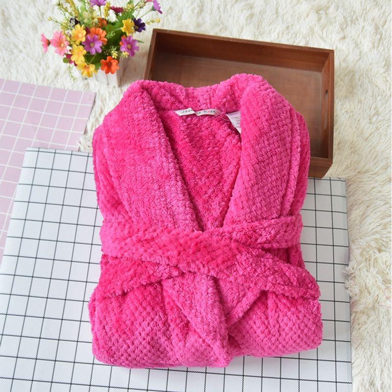 

Pineapple Pattern Autumn and Winter New Women s Soft Flannel Bathrobe Rose Red M