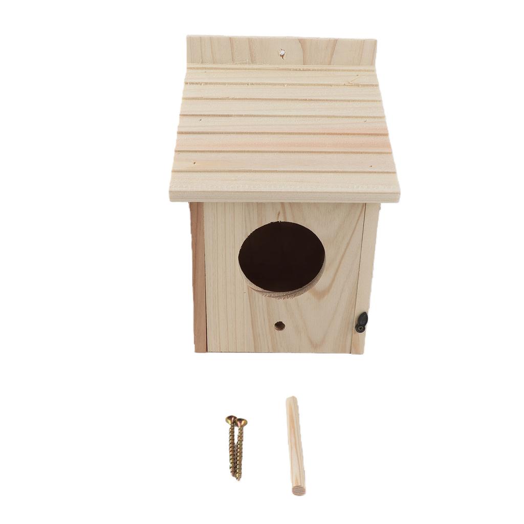 Outdoor Wooden Birdhouse Natural and Safe DIY Birdhouse Breeding Box with Standing Rod