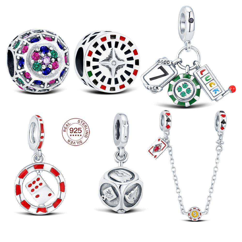 Copper Charm Dice Beaded Chips Casino Charm Jewelry Making Original Bracelet Women'S Fashion Jewelry Holiday Gifts