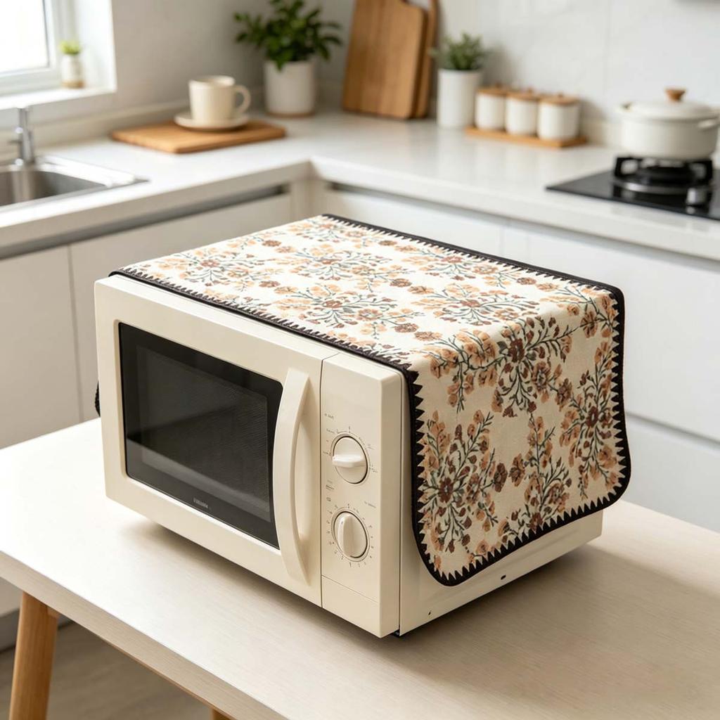 30x90cm Easy to Install Cotton Linen Microwave Dust Cover Anti Dust Cover