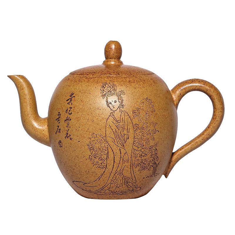 

240 мл чайники из фиолетовой глины Исин, ручная работа, красивый чайник на плечо, сырая руда, гипертермический раздел, грязевой чайник для замачивания чая, чайный набор «Цзыша»