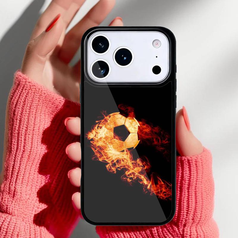 Ball Fire Football Phone Case for iPhone 17 16 15 14 13 Pro Max Back Cover for 12 11 Pro Coque