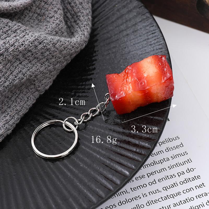Dongpo Pork Model Keychain: Braised Pork, Beef Cubes, & Faux Streaky Pork Props for Kitchen Decor
