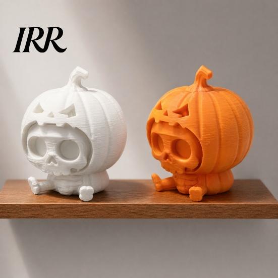 3D Printed Pumpkin Skull Ornament Ornament, Hollow Ghost Face Design, Desktop Halloween Decoration Detailed Layered Figurine, for Display