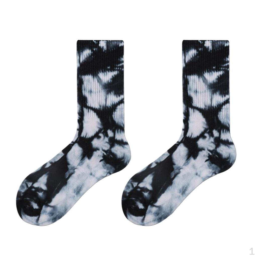 Pair Tie-dyed Crew Hipster Printed Socks