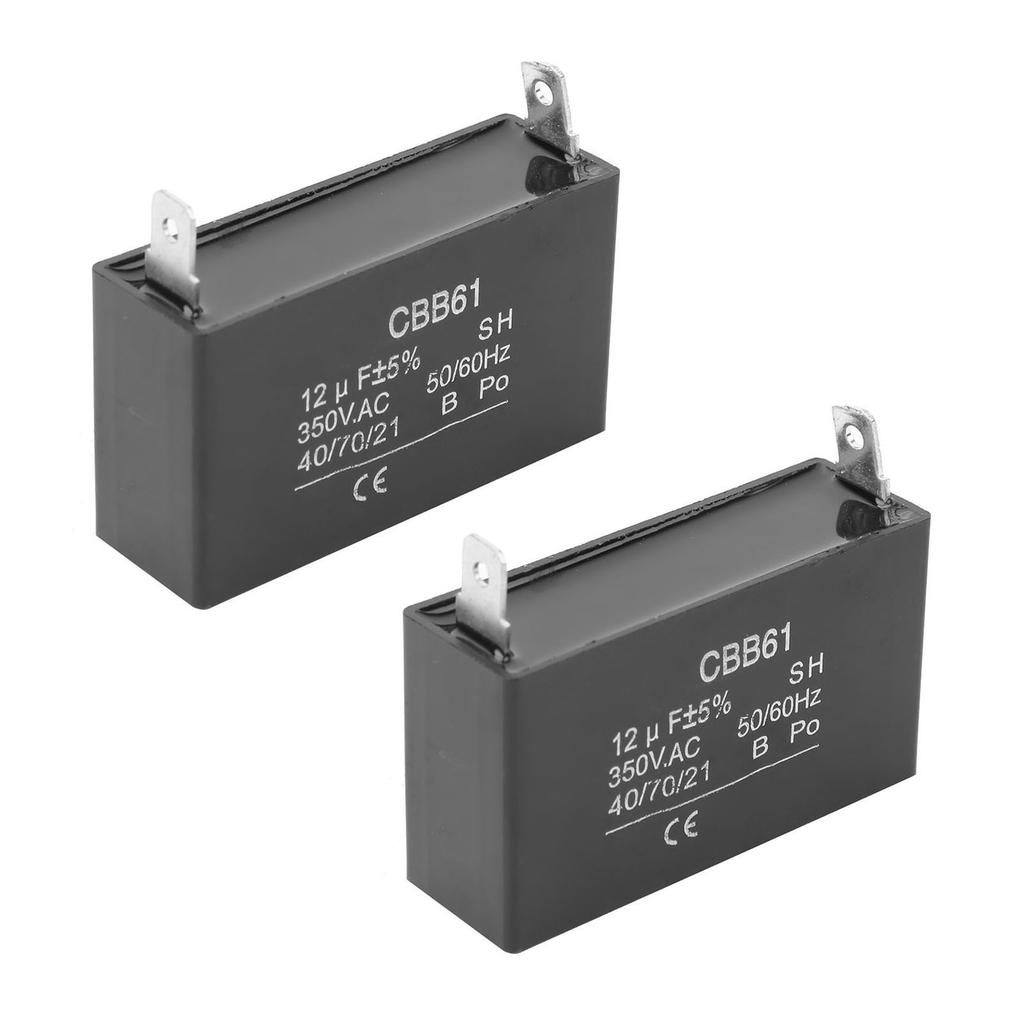 2Pcs Generator Capacitor Gasoline Starting 12UF Fan Motor AC Capacitor Plastic CBB61