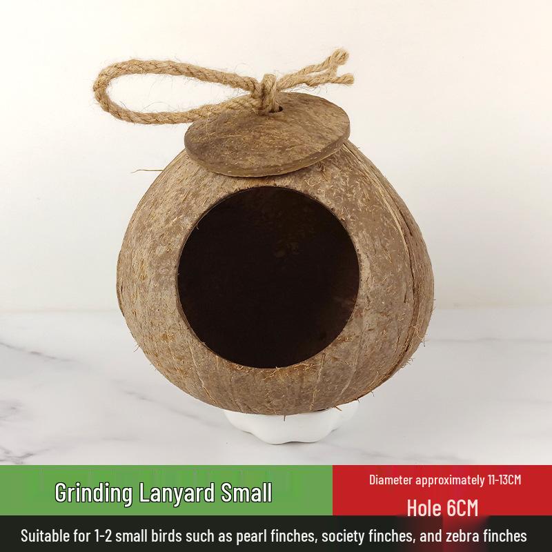 Coconut Shell Parrot & Finch Bird Nest - Natural Straw Woven Habitat for Small Birds