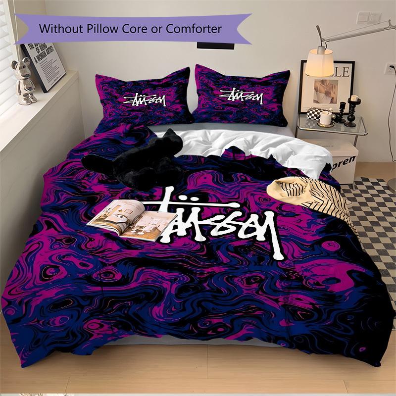 

3pcs Stussy Comforter Set - Four Seasons Home High,Machine Washable Bedspread with Pillowcases (No Filling) yy250909073 135x200cm