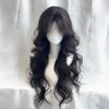 Lolita Black Wig for Women Long Wavy Hair 75cm Curly Wig with Bangs Cosplay Headband Wigs Synthetic Wigs for Daily Use