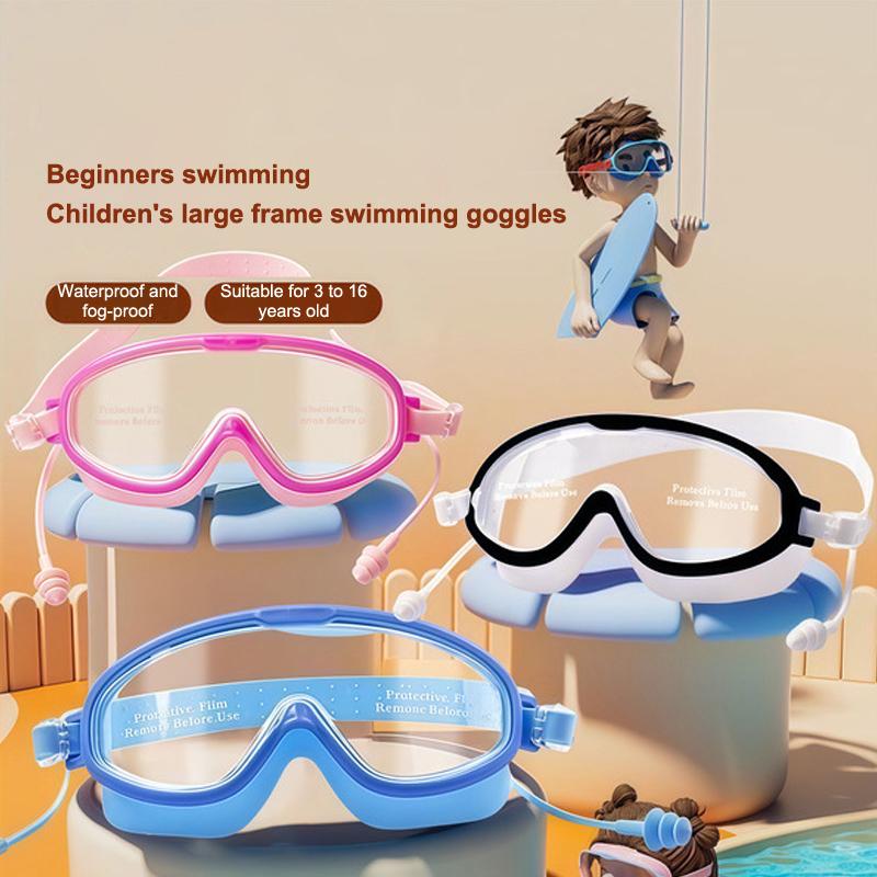 Swimming Goggles Large Frame Swimming Goggles Large Frame Hd Wide-Angle Anti-Fog Uv Protection Child Swimming Goggles No Leakage