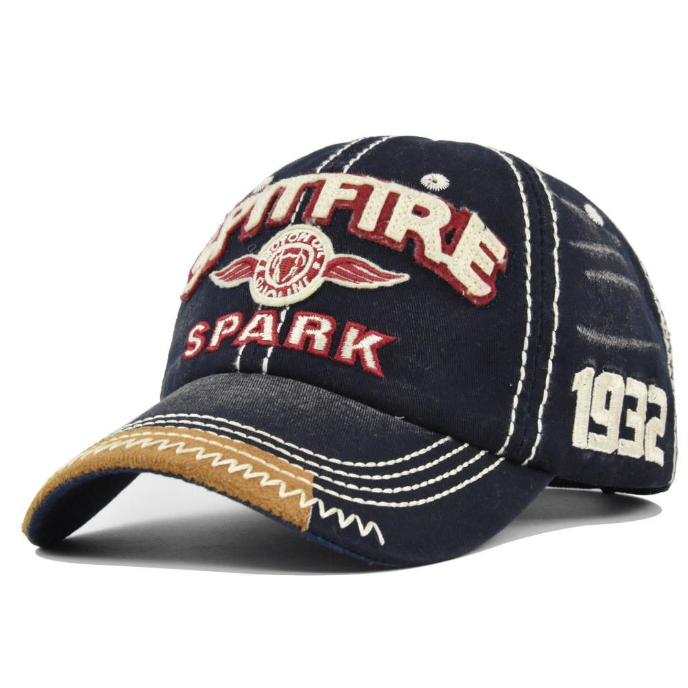 

Spitfire Embroidered Baseball Cap Retro Duck Tongue Hat Summer Cotton Cap Темно-синій