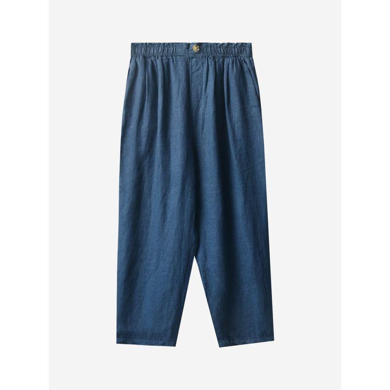 

Yi Z Club 100% Linen High Waist Elastic Drawstring Multi-Pocket Tapered Long Pants Spring and Summer Women s Clothing 0.33 Light blue [25-7-02] One size