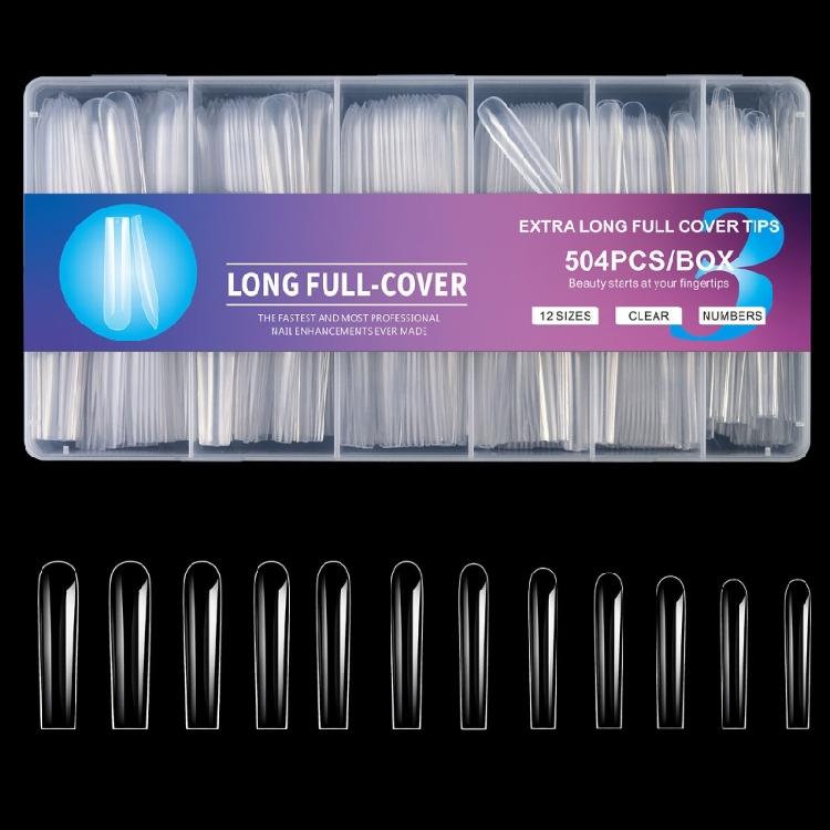 Instantly Salon Styles False Nail 504Pieces/Box Long Coffin Fake Nail Easy Fit Glamorously Nail Art for Home DIY Decors