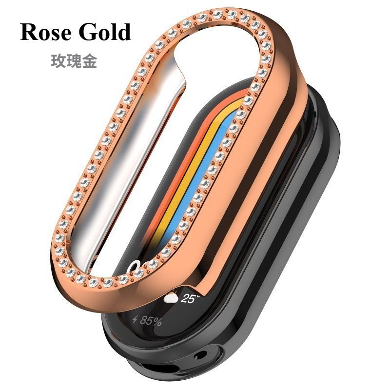 

Защитный чехол с бриллиантами для Xiaomi Mi Band 9/8, чехол-протектор, ПК-оболочка для MiBand 8/9 Pro, чехол-оболочка, модные аксессуары Mi Band 9 розового золота