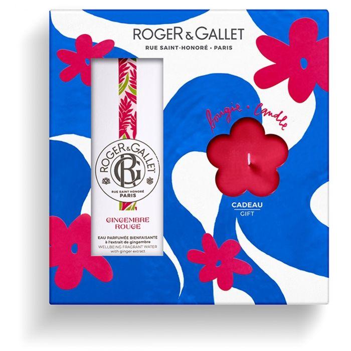 Roger &amp; Gallet Coffret Eau Parfumée Bienfaisante Gingembre Rouge 100 ml et sa Bougie Parfumée
