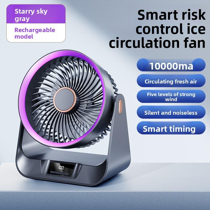Turbo Convection Air Circulation Fan with Smart Timer, Desk & Wall Mount, Energy Saving Portable Table Fan for Home Office Bedroom Starry Gray 10000M