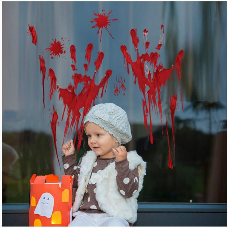 New Halloween Blood Handprint Blood Footprint Bedroom Living Room Wall Stickers