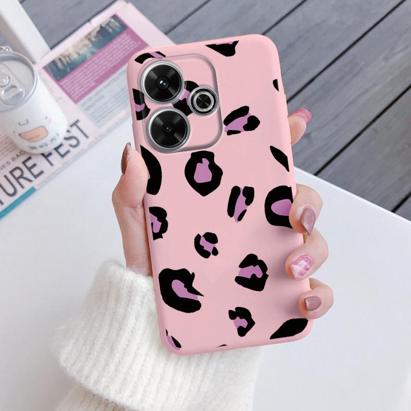 For Redmi 13 4G Phone Case Brown Leopard Print Soft Silicone TPU Cover Colorful Marble Fundas For Xiaomi Redmi 13 Redmi13 Coque