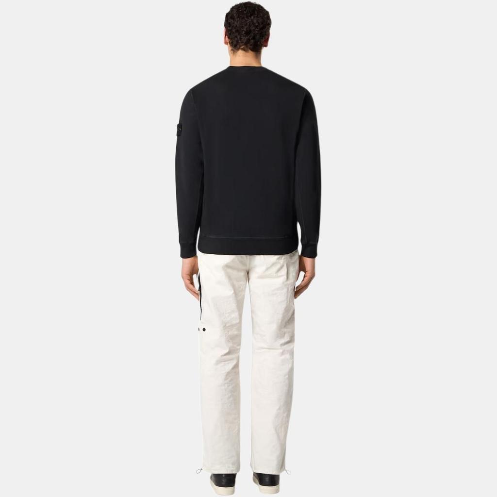 Stone Island Solid Logo Long Sleeve Crewneck Sweatshirt Men sweatshirts Black K1S1561000-20S0060-V0029