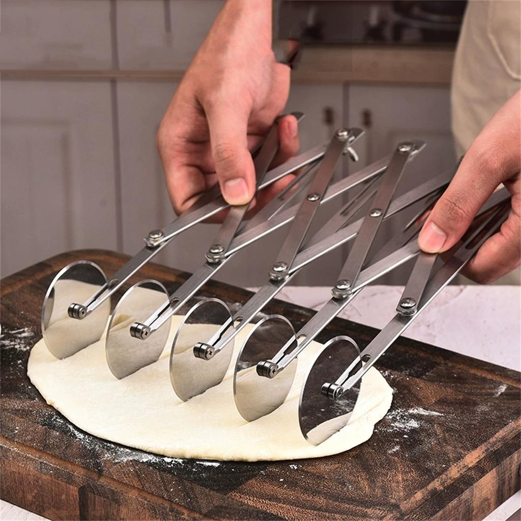 Retractable Multi-wheel Dough Stick Knife, Roller Cutting Knife, Multi-functional  Dough Stick Cutting, Stainless Steel Pizza Knife