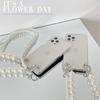 Pearl Bracelets Chain Case with Lanyard Aesthetic Luxury Phone Case for iPhone 17 16 15 14 13 12 11 Pro Max Back Cover