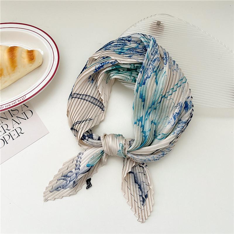 70cm Crumpled Scarf Kerchief Print Square Scarves Women DIY Hair Band Ribbon Headscarf Bandanas Headband Neck Wraps Neckerchief