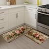 1 Stück Anti-Ermüdungs-Küchenteppiche, Vintage-Blumendruck, wasserdicht, rutschfest, dick gepolstert, Küchenmatte, strapazierfähig, bequeme Stehmatte für die Küche