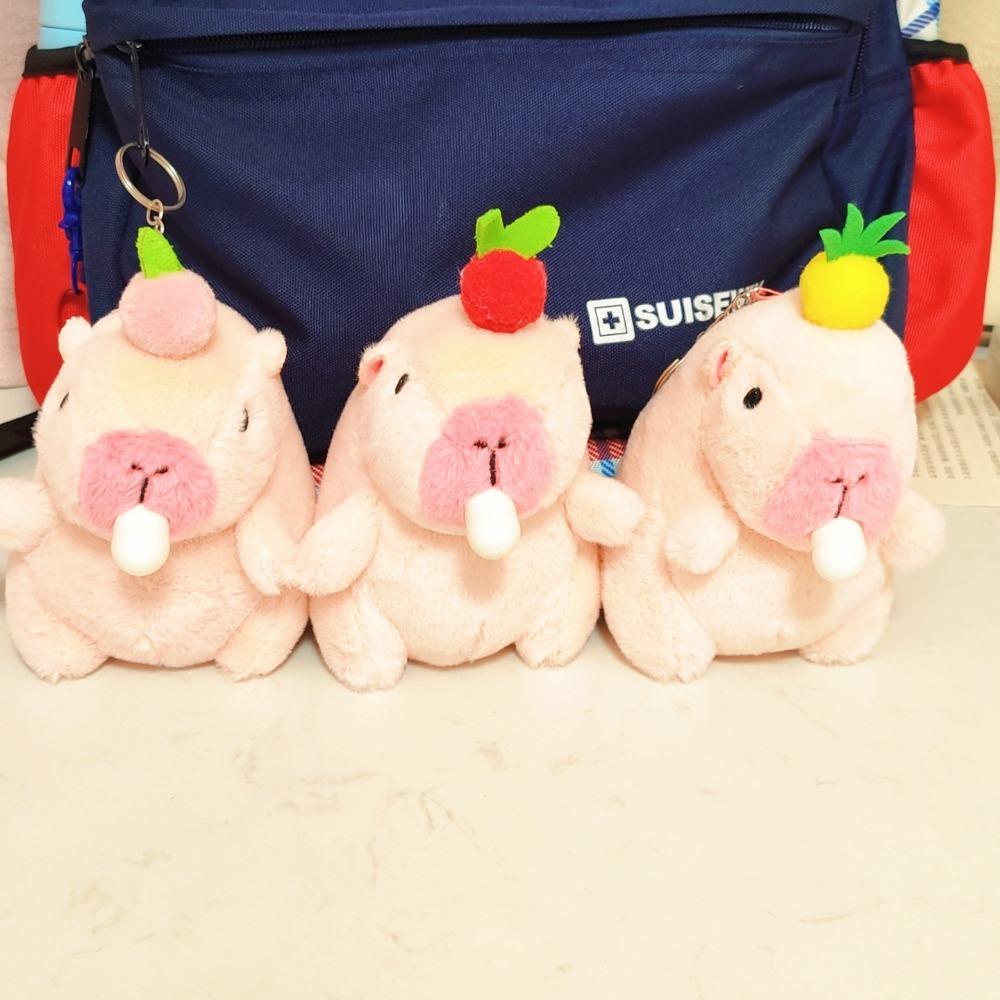 Bubble Capybara Plush Pendant Persimmon Capybara Plushie Doll Capybara Plush Keyring  Birthday Gift