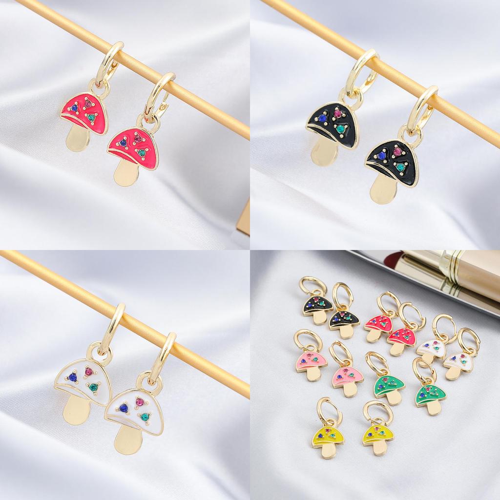 Elegant Alloy Geometric Asymmetrical Mushroom Earrings For Women In Fashionable Colors