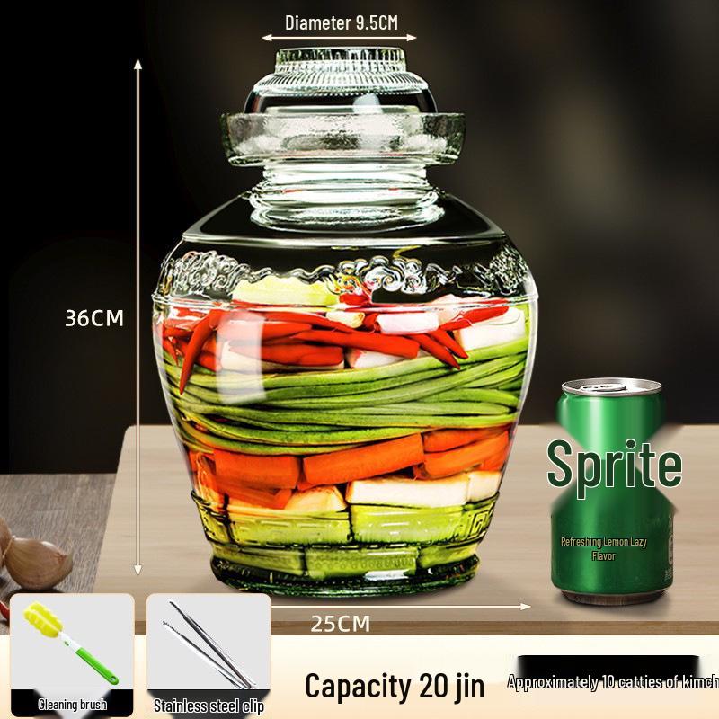 Sichuan Style Thick Glass Pickle Jar for Sauerkraut and Vegetables - Large Mouth, Sealed Container for Home Pickling