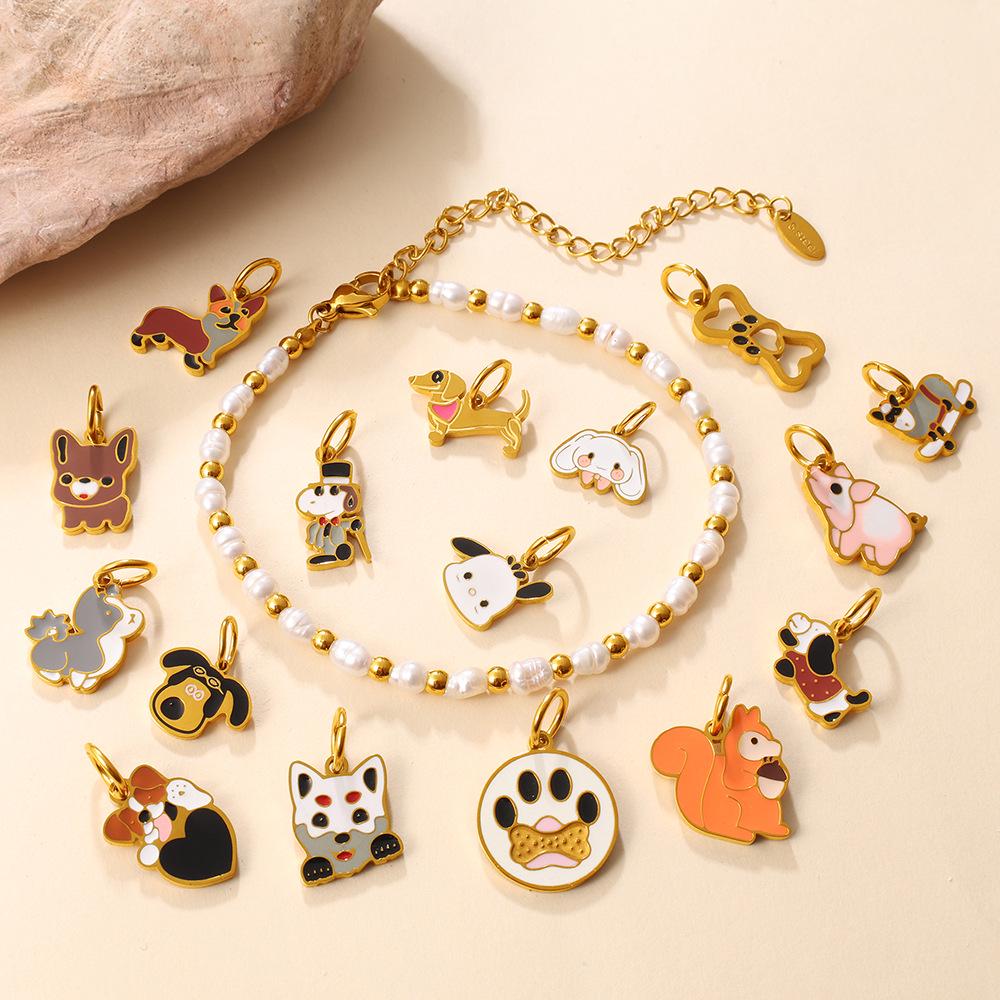 Adorable Animal Charm Series: Cat, Dog & Squirrel Pendants for DIY Bracelets