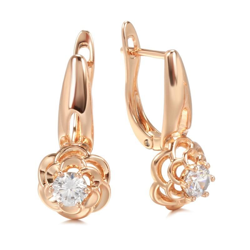 Fashion rose earrings women s zircon stud earrings wind ear buckle ear jewelry