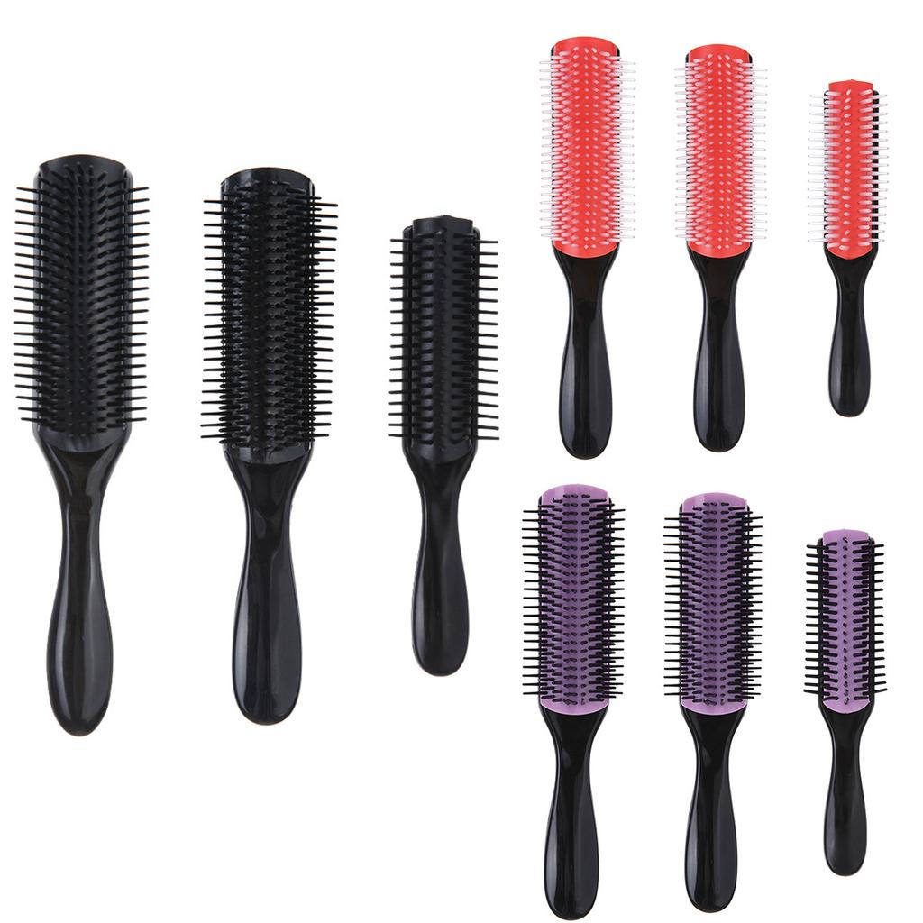 9 Row Cushion Hair Brush for Natural Curly Hair 3 Sizes Detangling Comb for Volumizing and Shaping Curls Gentle Defining Wide Teeth