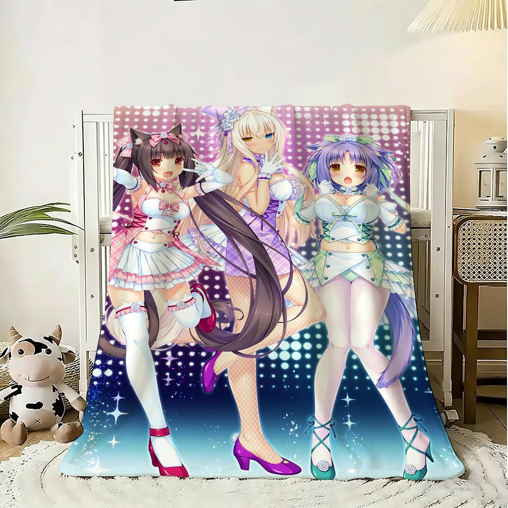 Anime NEKOPARA - Catboys Paradise Throw 240g Flannel Blanket Lightweight Soft Skin-friendly Summer Thin Throw Blanket 75x90cm