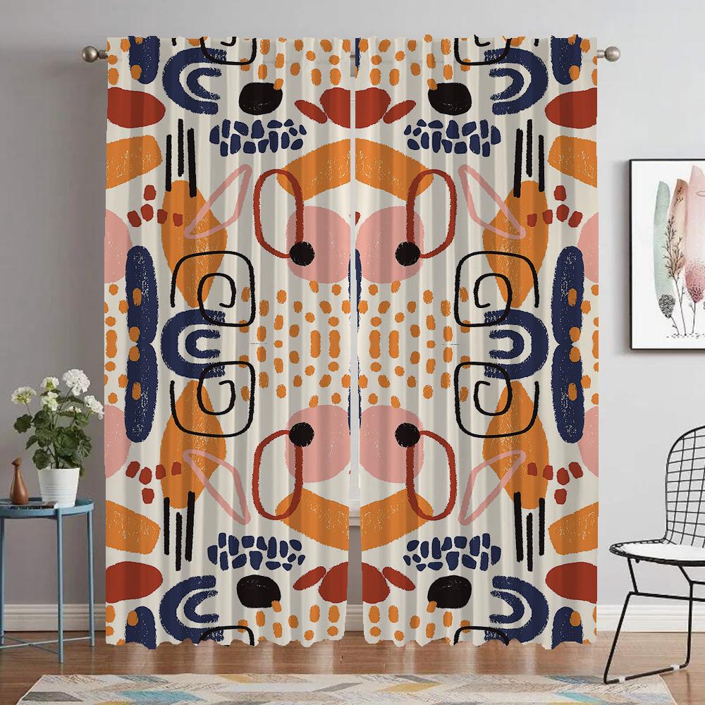 Art Pattern Partition Blackout Curtains for Living Room Curtain Halloween Decoration Home Interior Curtains 2 Pieces Shades