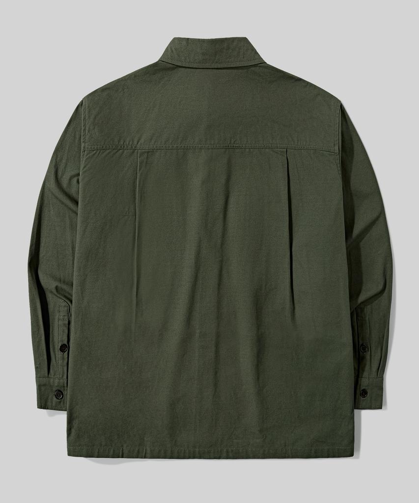 Beodeonteu Oversized Canvas Pocket Patchwork Shirt [Khaki]