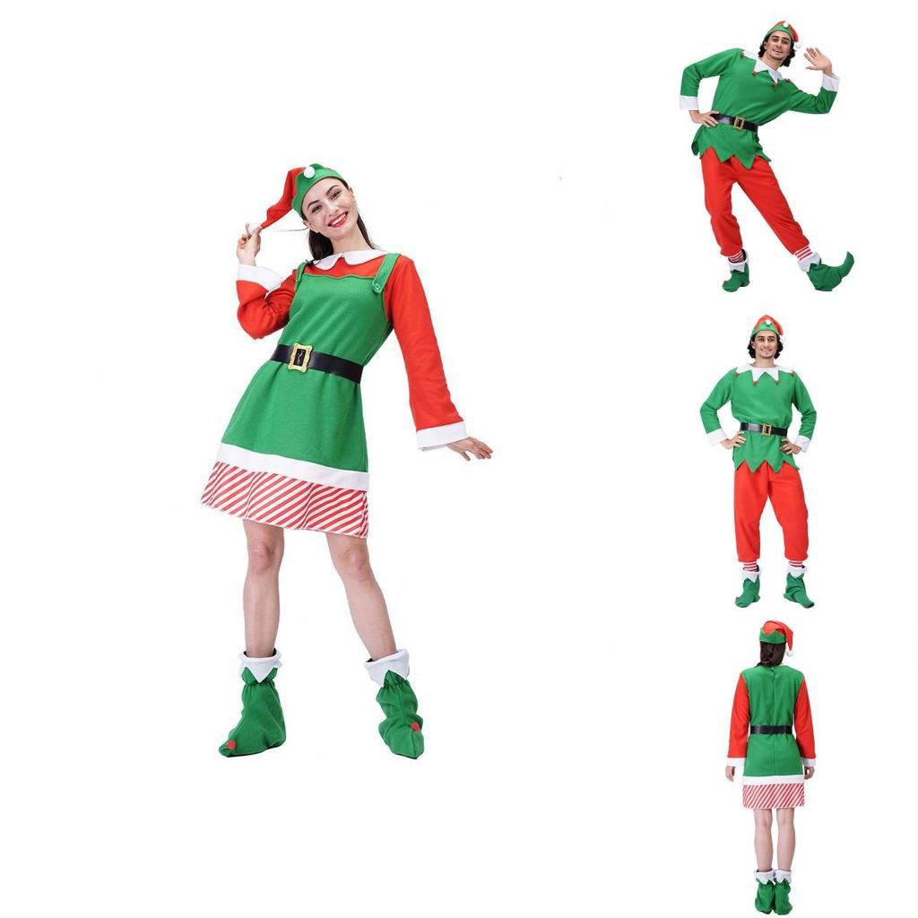 Christmas Elf Adult Cosplay Costume Couple Outfits