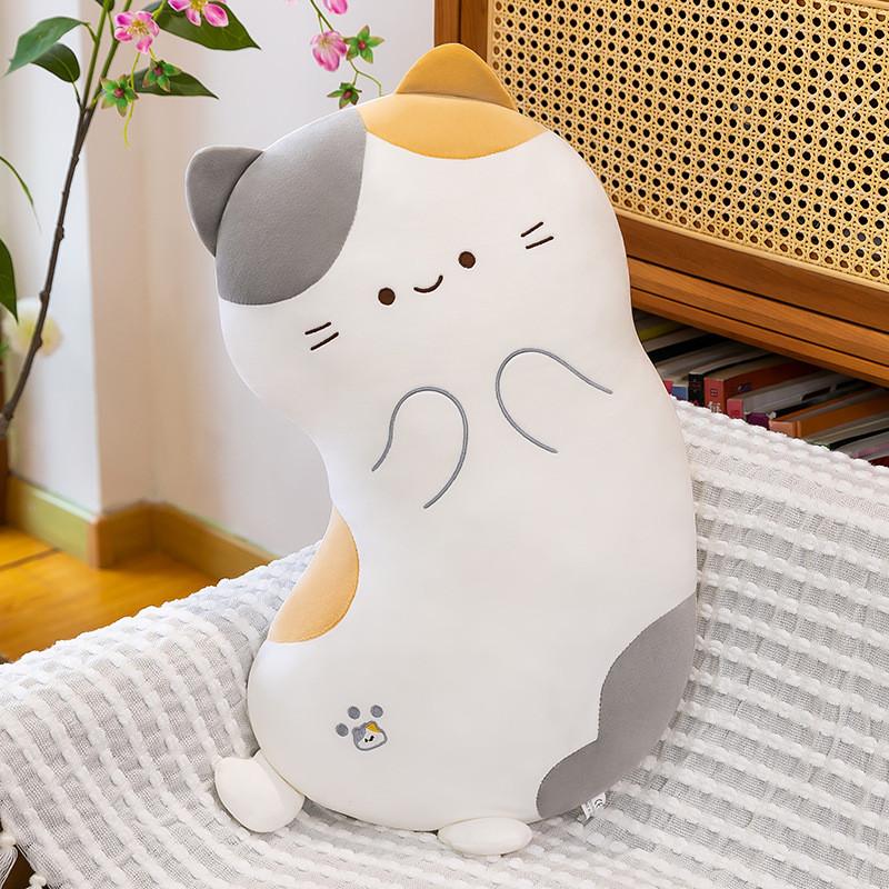 Cute Cartoon Tri Color Cat Plush Toy Pillow For Kids Bed And Nap Time Use