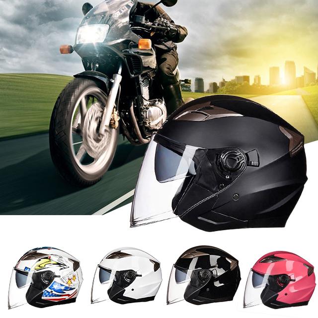 Unisex Safe Head Protection Summer Motorcycle Helmet Double Lens Half Helmet